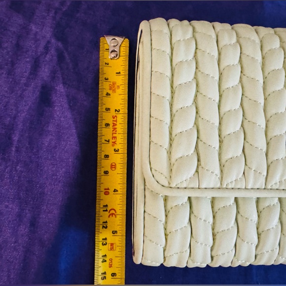 💚 Tory Burch - Mint Green Kira Ruched Small Convertible Shoulder Bag 👝 - Picture 11 of 12